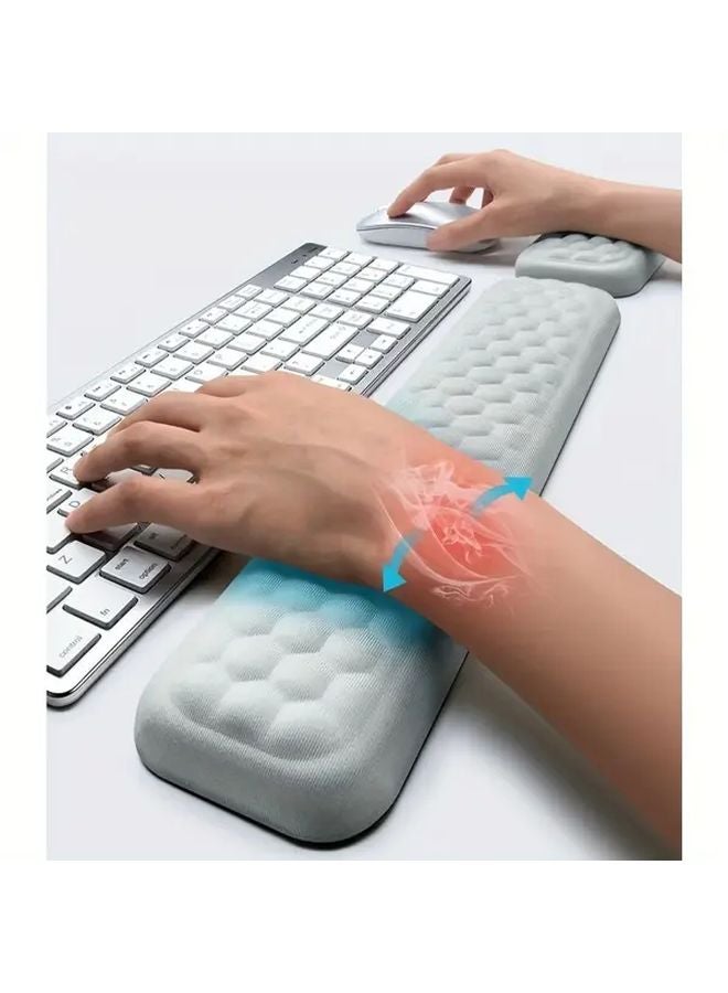 White Ergonomic Keyboard Mouse Wrist Rest 2pcs Breathable Silicone Memory Foam Desk Pad - Image 4
